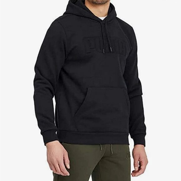 PUMA Men's Embossed Logo Classic Fleece Hoodie Sweatshirt - Black, Size Medium - Picture 3 of 9